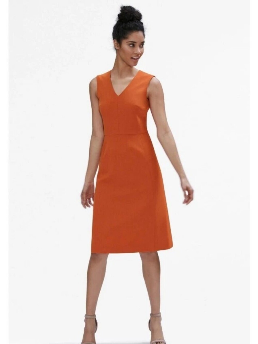 MM. LaFleur Annie Dress V-Neck Sleeveless Career Size 6 Burnt Orange Terracotta